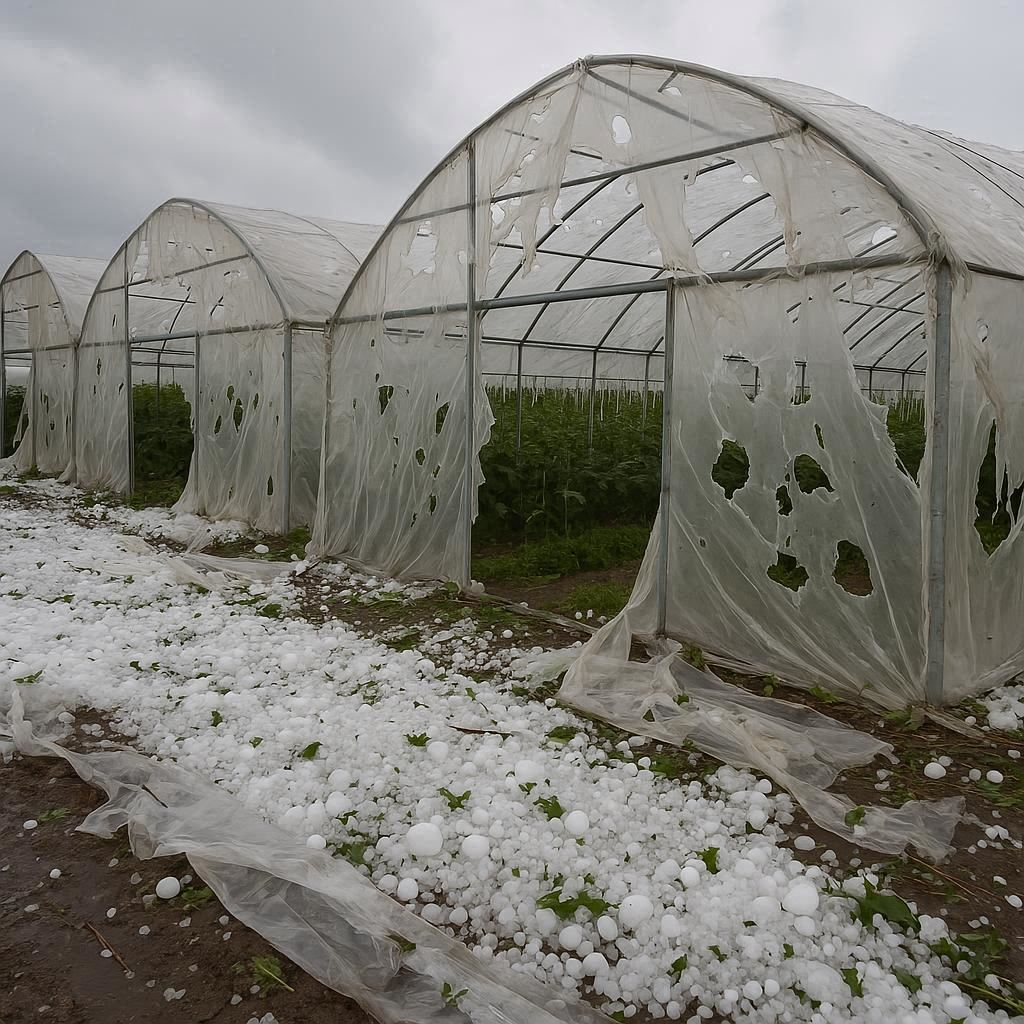 خسارت تگرگ به گلخانه