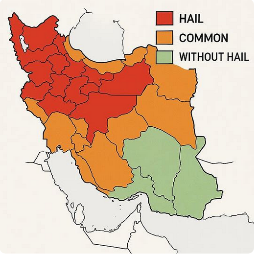 نقشه بارش تگرگ در ایران