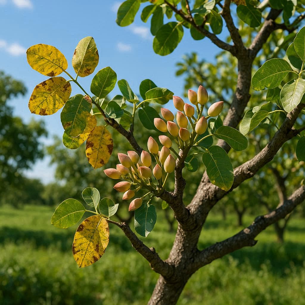 کمبود نیتروژن در درخت پسته