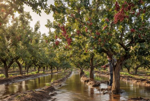 روش های آبیاری درختان پسته